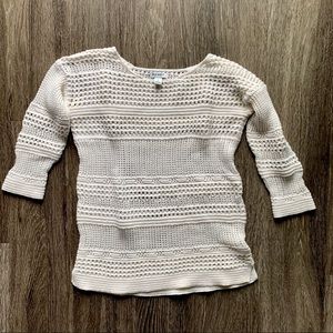 Old Navy Crochet 3/4 Sleeves Sweater White Small